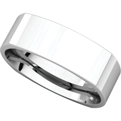 14k White Gold 6mm Square Comfort Fit Band, Size 12.5