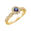 14k Yellow Gold Blue Sapphire & 1/3 ctw. Diamond Ring, Size 7
