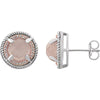 Sterling Silver Rose Gold Plated Rose Quartz & 1/8 ctw. Diamond Earrings