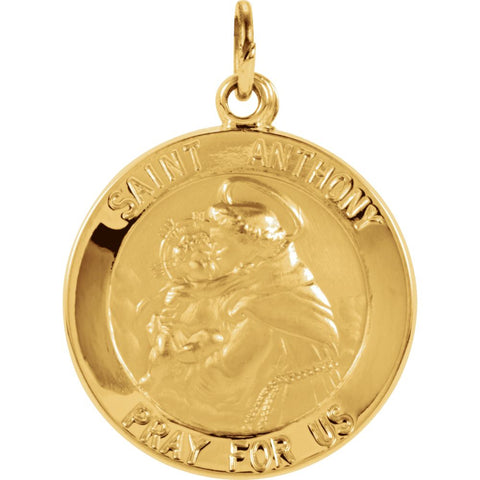 14k Yellow Gold 18mm St. Anthony Medal