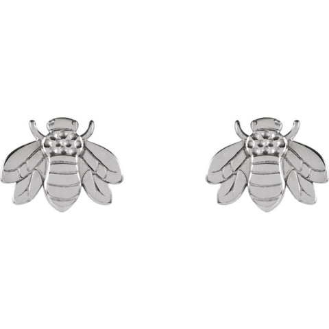 14k White Gold Bumblebee Earrings