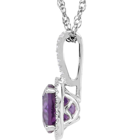 Sterling Silver Amethyst & .015 CTW Diamond 18" Necklace