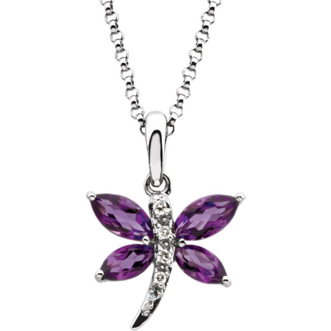 14k White Gold Dragonfly Necklace