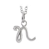 14K White Gold Letter "N" Lowercase Script Initial Necklace (18 Inch)