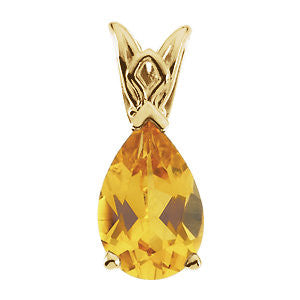14k Yellow Gold Citrine Pear Scroll Setting® Pendant