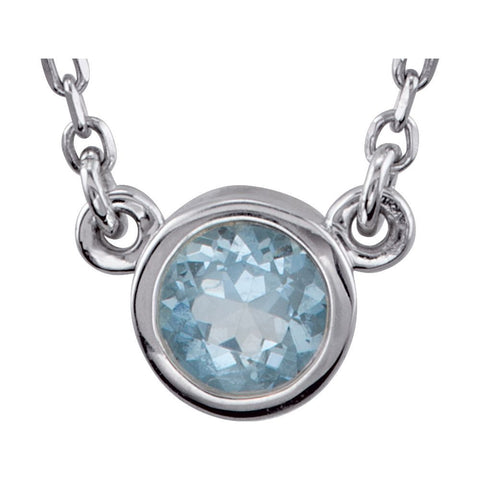 Sterling Silver Aquamarine Bezel 18" Necklace