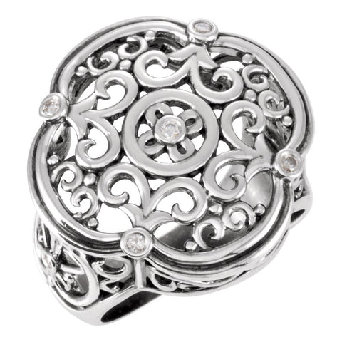 Sterling Silver Filigree Ring Mounting, Size 7