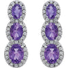 14k White Gold Amethyst & .07 CTW Diamond 3-Stone Earrings