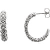 14K White Gold 20X4.1mm Sculptural-Inspired Half-Hoop Earrings