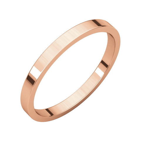 14k Rose Gold 2mm Flat Band, Size 7