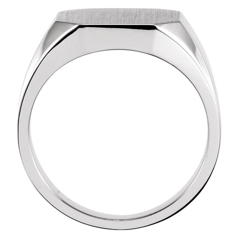 14k White Gold 12x14mm Men's Signet Ring , Size 10