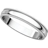 14k White Gold 3mm Light Milgrain Band, Size 9