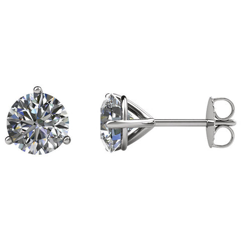 14k White Gold 1/2 CTW Diamond Friction Post Stud Earrings