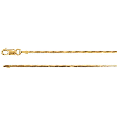 1.0 mm Solid Diamond-Cut, Square Snake Chain in 14k Yellow Gold ( 18-Inch )