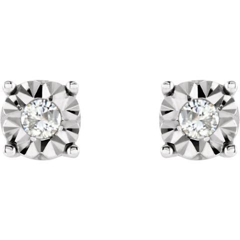14k White Gold .08 CTW Diamond Illusion Stud Earrings