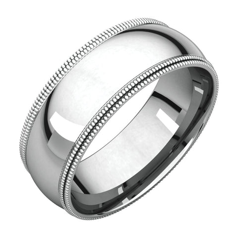 Sterling Silver 7mm Double Milgrain Comfort Fit Band, Size 7