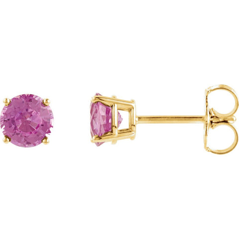 14k Yellow Gold 5mm Round Baby Pink Topaz Earrings