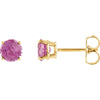 14k Yellow Gold 5mm Round Baby Pink Topaz Earrings