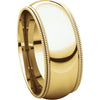 10k Yellow Gold 8mm Double Milgrain Comfort Fit Band, Size 11
