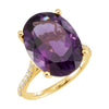 14k Yellow Gold Amethyst & 1/4 ctw. Diamond Ring, Size 7