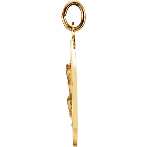 14k Yellow Gold 18mm Round Holy Trinity Medal
