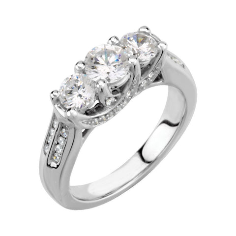 14k Yellow Gold 3/4 CTW Diamond 3 Stone Accented Engagement Ring , Size 7