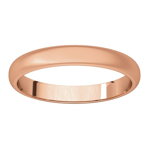 14k Rose Gold 3mm Half Round Band , Size 4