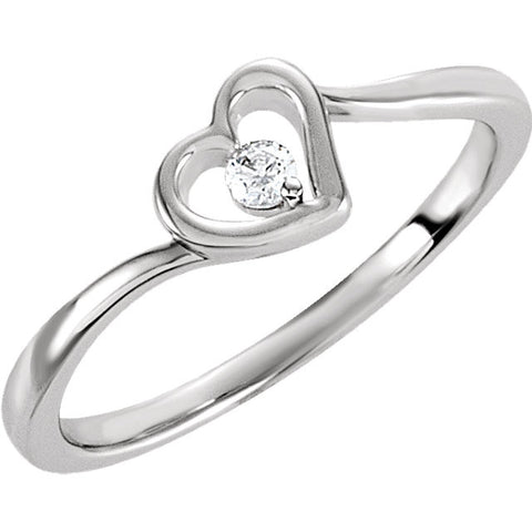 Sterling Silver Cubic Zirconia Heart Ring Size 8