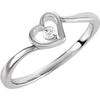 Heart Design Cubic Zirconia Ring in Sterling Silver ( Size 8 )