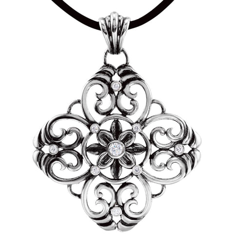 Sterling Silver 1/3 CTW Diamond Filigree 18" Necklace