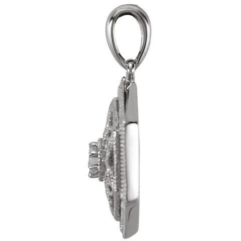 14k White Gold .05 CTW Diamond Filigree Pendant