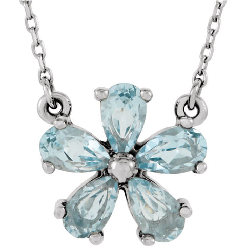 14k White Gold Sky Blue Topaz 16" Necklace