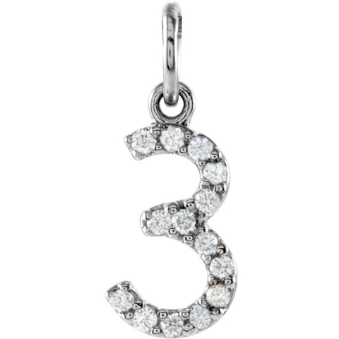 14k White Gold .06 CTW Diamond Numeric Charm or Pendant