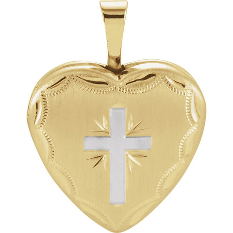 Gold Plated & Sterling Silver Heart Cross Locket