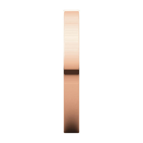 14k Rose Gold 2.5mm Flat Band, Size 8