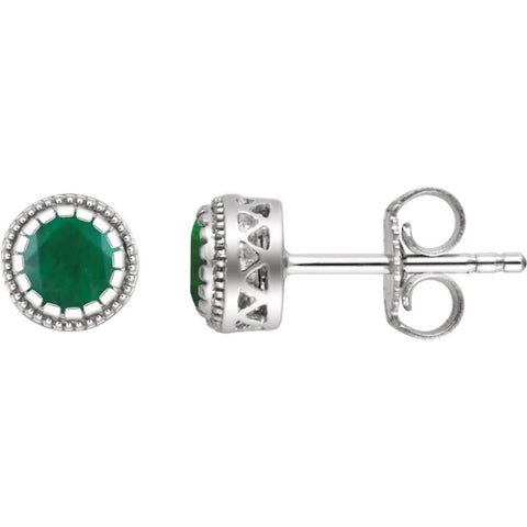 14k White Gold Emerald "May" Birthstone Earrings