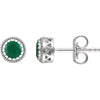 14K White Gold Emerald "May" Birthstone Earrings
