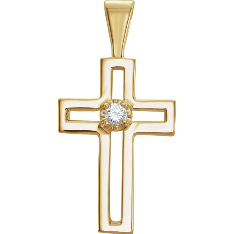 14k Yellow Gold .02 CTW Diamond Cross Pendant