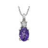 14K White Gold Amethyst & 0.02 CTW 18-Inch Necklace