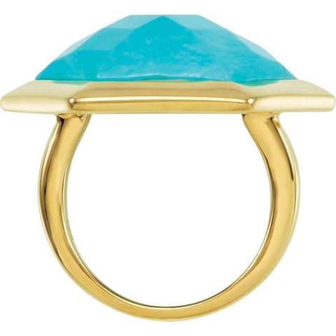 18k Yellow Gold Vermeil Turquoise Ring Size 7