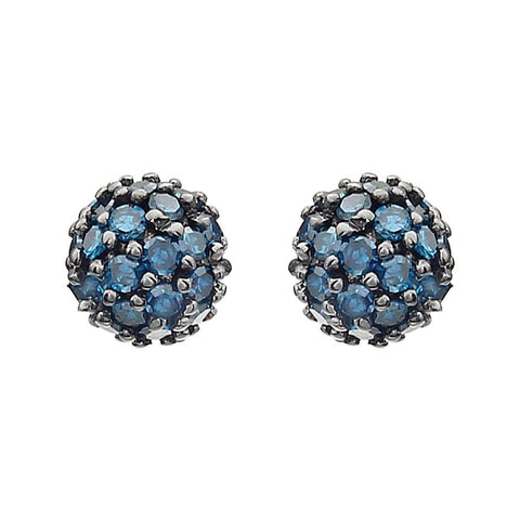 14k White Gold 1/3 CTW Blue Diamond Earrings