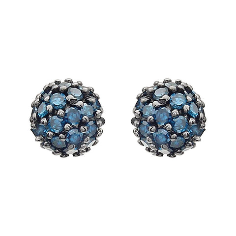 14k White Gold 1/3 CTW Blue Diamond Earrings
