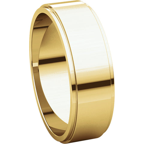 14k Yellow Gold 6mm Flat Edge Band, Size 10.5