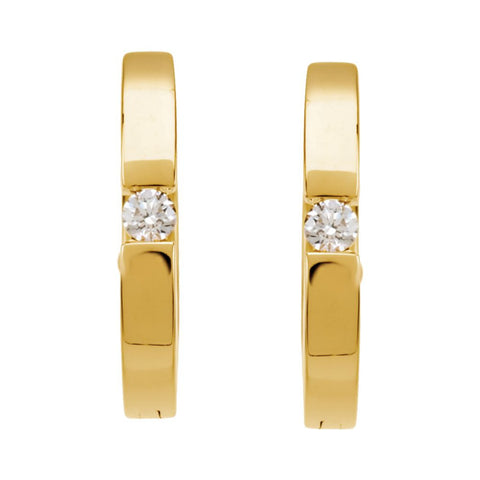 14k Yellow Gold .07 CTW Diamond Hoop Earrings