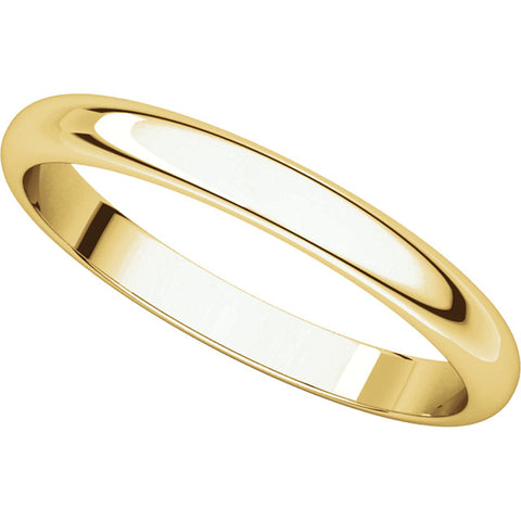 10k Yellow Gold 2.5mm Half Round Band, Size 7.5