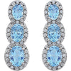 14k White Gold Sky Blue Topaz & .07 CTW Diamond 3-Stone Earrings