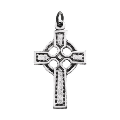 14k White Gold 23x16mm Celtic Cross Pendant