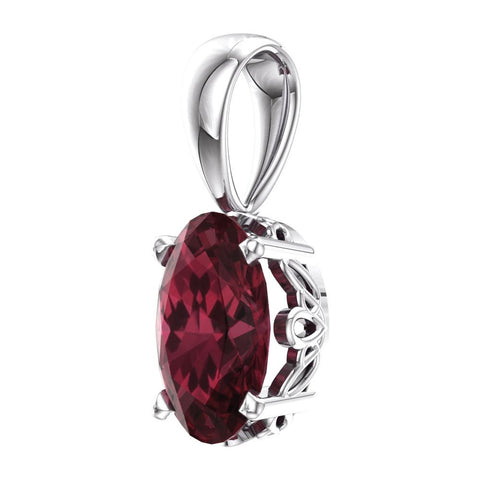 14k White Gold Mozambique Garnet Pendant