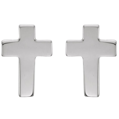 14k White Gold 7x5mm Cross Earrings