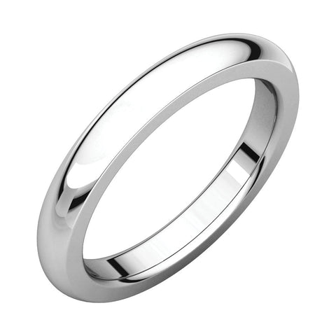 14k White Gold 3mm Heavy Comfort Fit Band, Size 8